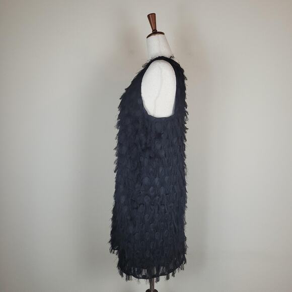 Anthropologie Dress 12 Black Roxie Fringe Textured Sleeveless Party Flapper - Picture 5 of 11